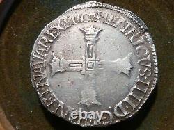 Henri IV 1/4 Ecu (silver) 1607 C (saint Lo) Qualite Extra! Very Rare