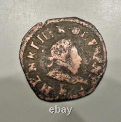 Henry III Tournois Denier 1580 T = Nantes Very Rare