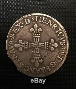 Henry IV 1/4 Of Ecu Navarre Pau Bearn 1590 Variety With Very Rare