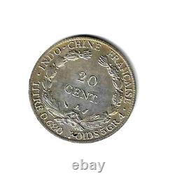INDOCHINA, 20 centimes 1909 silver, EF Very very rare, limited mintage