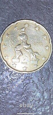 ITALY VERY RARE 20 CENTS OF EURO 2002 in Coin Strike Rotated, Defect