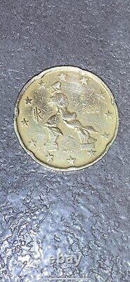 ITALY VERY RARE 20 CENTS OF EURO 2002 in Coin Strike Rotated, Defect