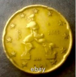 ITALY VERY RARE faulty 20 EURO CENTS 2002 coin minting