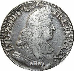 L1326 Very Rare Ecu Louis XIV Tie 1673 L Bayonne Silver Silver Make Offer