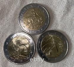 Lot Of 3 Coins Of 2 Euros Very Rare