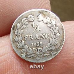 Louis-Philippe I, 1/4 franc silver 1839 BB Strasbourg VERY RARE