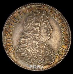 Louis XIV Half Écu with Cravat, 1680 Paris, PCGS AU53, Superb, Very Rare, High Quality