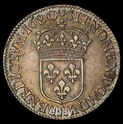 Louis XIV Half Écu with Cravat, 1680 Paris, PCGS AU53, Superb, Very Rare, High Quality