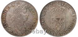 Louis XIV Half Shield With Juvenile Bust 1672 Paris Ngc Ms63 Splendid Very Rare