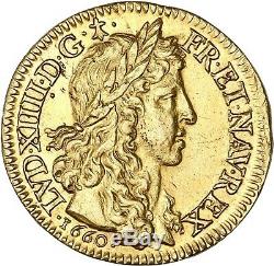 Louis XIV Louis Golden Bust Juvenile Laureate 1660 Paris Splendid Very Rare Condition