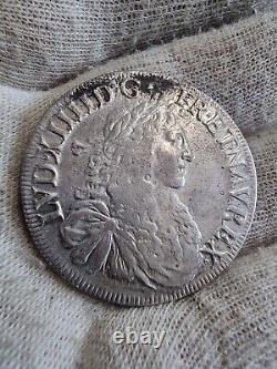 'Louis XIV Rare R3 and Very Pretty 1665 L Bayonne Youthful Bust Ecu'