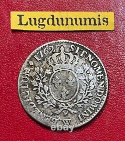 Louis XV 1/2 Ecu with Headband 1762 W Lille Very Fine R4 VERY RARE Louis XV 1715 1774