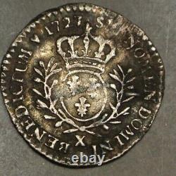 Louis XV 1/20 Ecu 1727 X+amiens Ttb Tres Rare Currency