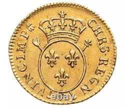 Louis XV Demi-Louis d’or with insignia 1716 Metz, very rare, very fine example