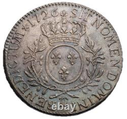 Louis XV Ecu with Olive Branches 1726 Besançon Splendid Very Rare Patina