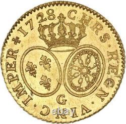 Louis XV Gold Coin with Glasses 1728 Poitiers Very Rare Quality