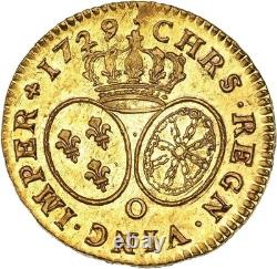 Louis XV Gold Louis with Glasses 1729 Riom Very Rare Splendid Quality