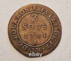 Louis XVI 3 sous 1781 islands of France and Bourbon TTB VERY RARE Quality