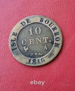 Louis XVIII 10 Cent 1816 Bourbon Isle Very Rare In Its State