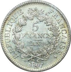 M1854 Very Rare 5 Francs Union And Force An 11 In Paris Pcgs Au53 Superb Silver