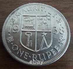 Maurice 1938 1 Silver Rupee Very Rare