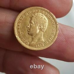 Monnaies Gold 10 Lire Charles-albert 1833 Turin Has Eagle's Head (were Rare)
