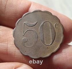 Morocco/ Morocco. Very Rare Currency Of Necessity 50 Cts. Felix Brewery Ifrane