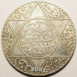 Morocco Tres Rare 5 Dirhams Silver 1314 Paris