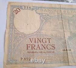 Morocco. Very Rare Collection of 20 Francs Banknotes from 12-6-29