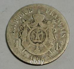 NAPOLEON III 1 FRANC 1868 grand BB very RARE value TB 180 EURO