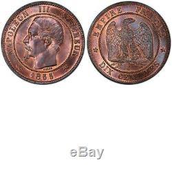 Napoleon 10 Centimes 1855 B Rouen Anchor Pcgs Ms64 + Rare Fdc CI