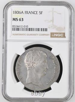 Napoleon Emperor 5 Francs 1806 Paris SPL to FDC NGC MS63 very rare Quality