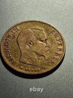 Napoleon III 10 Francs Gold Bare Head Very Rare For 1858 BB Strasbourg