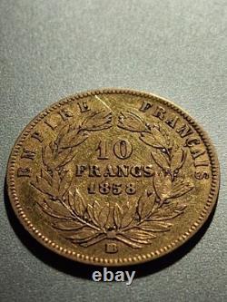 Napoleon III 10 Francs Gold Bare Head Very Rare For 1858 BB Strasbourg
