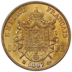Napoleon III 50 Francs Or 1867 Strasbourg Pcgs Ms63 Splendid Very Rare