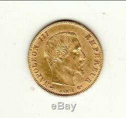 Napoleon III Head Nue Rare Condition Sup / Spl 5 Francs Gold 1860 A Very Rare Condition