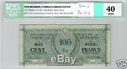 New Hebrides 100 Francs Nd (1943) Pick 3 No. 1667 Icg 40 Vf / Ef Very Rare