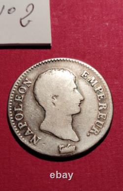 No. 2 VERY RARE 2 Francs NAPOLEON EMPEROR BARE HEAD SILVER 1806 L