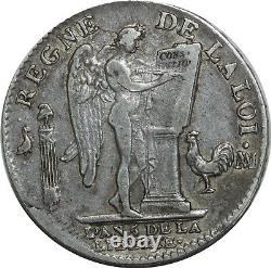 O1542 VERY RARE Ecu Constitution Louis XVI 1793 MA Marseille Silver Silver -F o