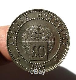On Alloy Test 10 Cents 1877. Paris. Very Nice State. Very Rare