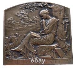 Oscar ROTY (The Study) Bronze Font Plaque Uniface IN LABORE QVIES Very Rare