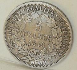 Piece 5 Francs, Ceres, 1849, Paris, Very Rare Silver