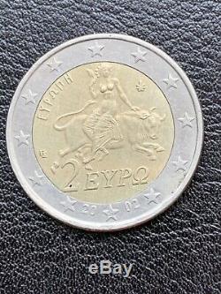 Piece Of 2 Euros Greece 2002 With The S In The Very Rare Star For Collections