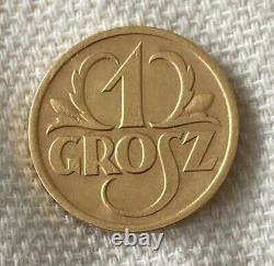 Poland. 1 Grosz 1927 Or Massif Gold. Three Rare