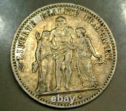 RARE 5 FRANCS HERCULES 1875 small A coin nice TTB to SUP VERY RARE
