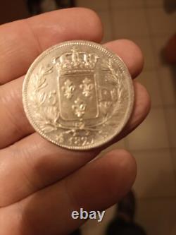 RARE 5 Francs Silver Charles X 1827 B Rouen! Very beautiful specimen