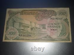 RARE very RARE in this condition 100 FRANCS Congo very RARE in AU/UNC Series AA