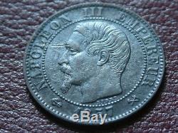 Rare 5 Centimes Napoleon 1857 B Very Hard To Find In The State