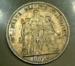 Rare 5 Francs Hercules 1875 Small A Coin Pretty Ttb A Suprest Rare