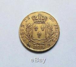 Rare And Beautiful Piece Of 20 Francs Gold 1815 B Louis XVIII